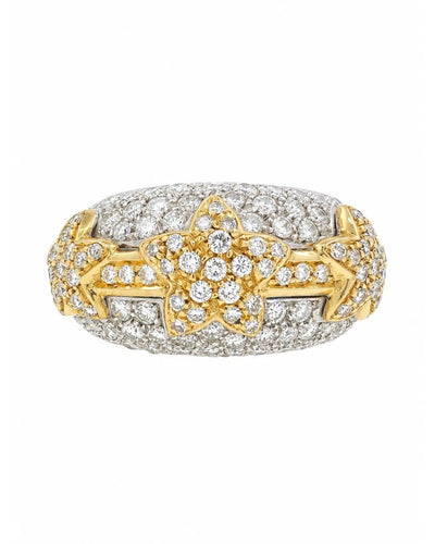 55 Bague motif étoiles en or blanc et jaune 18 kt et diamants 58 Facettes c1246ci