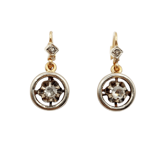 Dormeuses cible Art déco en or 18k, platine et diamants 58 Facettes A07595