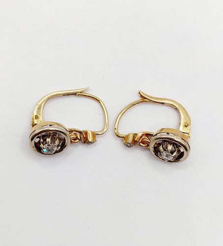 Dormeuses cible Art déco en or 18k, platine et diamants 58 Facettes A07595