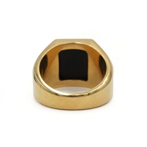 57.5 Bague chevalière en or jaune et onyx 58 Facettes 260179R