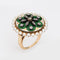 Bague 49 Bague cocktail vintage en or jaune 14 carats, diamants, perles et émail vert 58 Facettes G11415