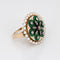 Bague 49 Bague cocktail vintage en or jaune 14 carats, diamants, perles et émail vert 58 Facettes G11415
