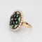Bague 49 Bague cocktail vintage en or jaune 14 carats, diamants, perles et émail vert 58 Facettes G11415