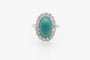 55 Bague ovale en platine avec turquoise et diamants 58 Facettes 12386A