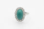55 Bague ovale en platine avec turquoise et diamants 58 Facettes 12386A