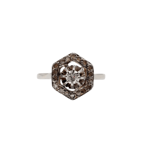 51 Art déco - Bague géométrique en or blanc, platine et diamants 58 Facettes A07610
