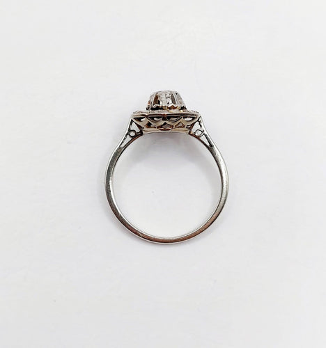 Bague 51 Art déco - Bague géométrique en or blanc, platine et diamants 58 Facettes A07610