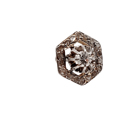 51 Art déco - Bague géométrique en or blanc, platine et diamants 58 Facettes A07610