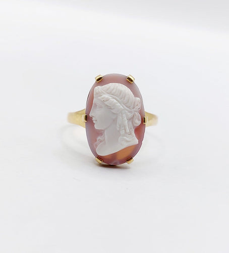 48.5 Bague antique en or 18k et camée sur calcédoine 58 Facettes A07611