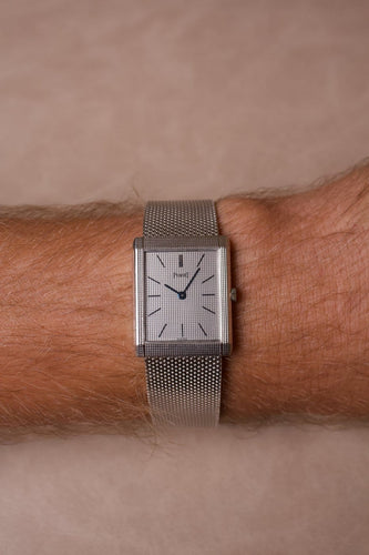 Montre Piaget Tank - Montre extra-plate en or blanc Clous de Paris 58 Facettes MONTRE-013