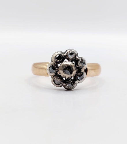 60 Victorienne - Bague marguerite en or rose 18k, argent et diamants 58 Facettes A07628