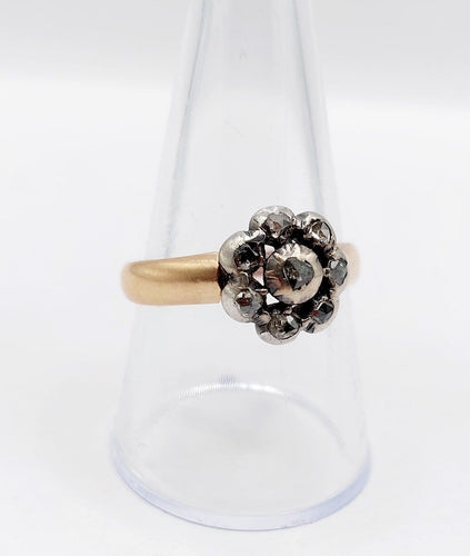 60 Victorienne - Bague marguerite en or rose 18k, argent et diamants 58 Facettes A07628