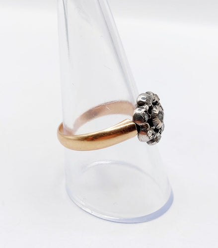 60 Victorienne - Bague marguerite en or rose 18k, argent et diamants 58 Facettes A07628