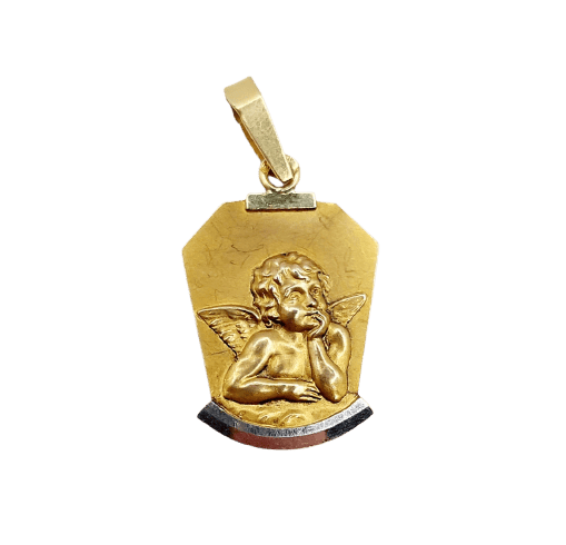 Pendentif Médaille Art déco - Pendentif angelot en or 18k 58 Facettes A07629