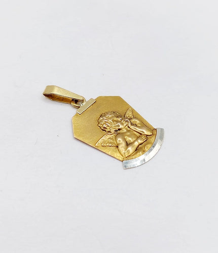 Pendentif Médaille Art déco - Pendentif angelot en or 18k 58 Facettes A07629