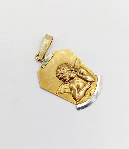 Pendentif Médaille Art déco - Pendentif angelot en or 18k 58 Facettes A07629