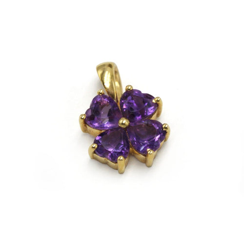 Pendentif Trèfle - Pendentif en or jaune et améthystes 58 Facettes 260183R