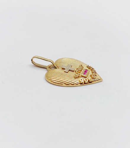 Augis - Pendentif médaille d'amour en or 18k et rubis 58 Facettes A07631
