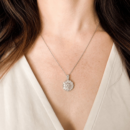 Pendentif Pendentif rosace en or blanc et diamants 58 Facettes LMB-384