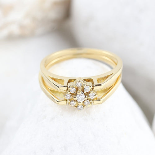 50 Bague réversible en or jaune 18K avec saphir et diamants 58 Facettes SC3