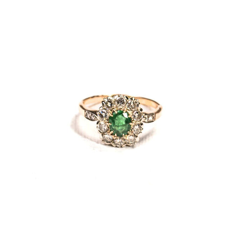 Bague marguerite ovale émeraude diamants or jaune_face2.jpg
