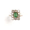 51 Bague entourage en or blanc et platine, émeraude et diamants 58 Facettes LMB-379