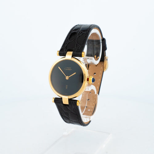 Montre Cartier Must Vendôme - Montre SM en vermeil à cadran noir 58 Facettes 567