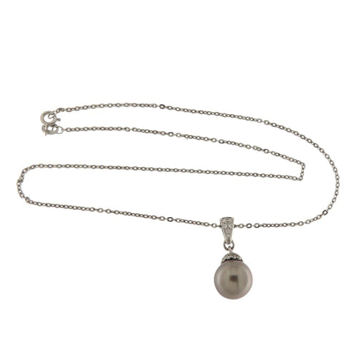 Collier en or blanc, perle de Tahiti et diamants 58 Facettes G3999