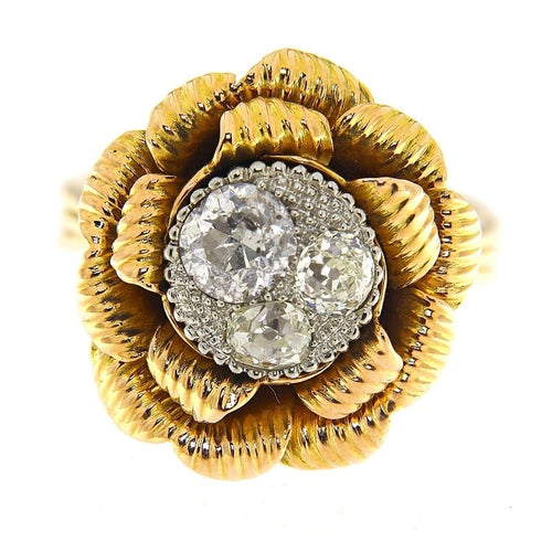 59 Bague rose en or rose et blanc avec diamants 1,16 ct 58 Facettes G3991