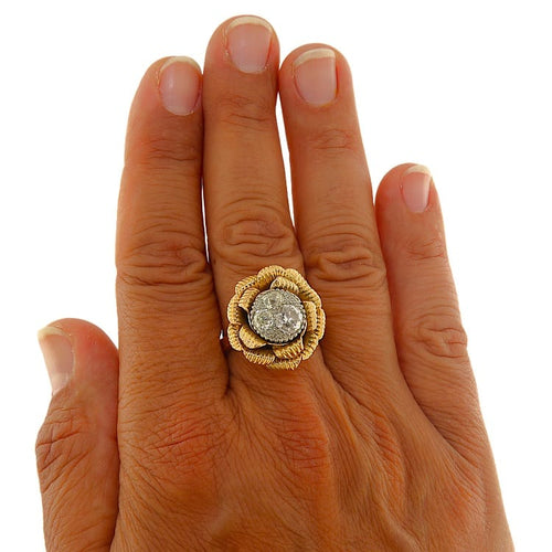 59 Bague rose en or rose et blanc avec diamants 1,16 ct 58 Facettes G3991