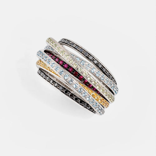 Bague 50 De Grisogono Allegra - Bague en or blanc, diamants et pierres de couleur 58 Facettes 281