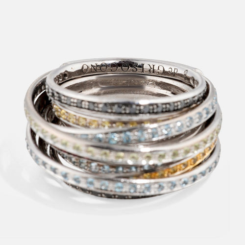 Bague 50 De Grisogono Allegra - Bague en or blanc, diamants et pierres de couleur 58 Facettes 281