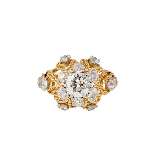 Boucheron - Bague cocktail en or jaune, platine et diamants