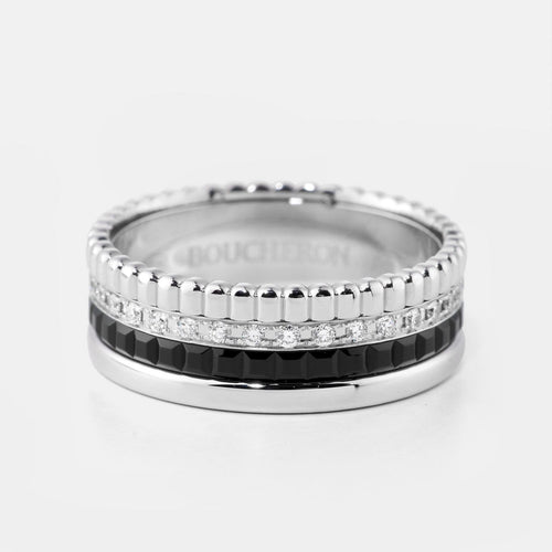 53 Boucheron Quatre Black Edition - Bague en or blanc et diamants 58 Facettes 288