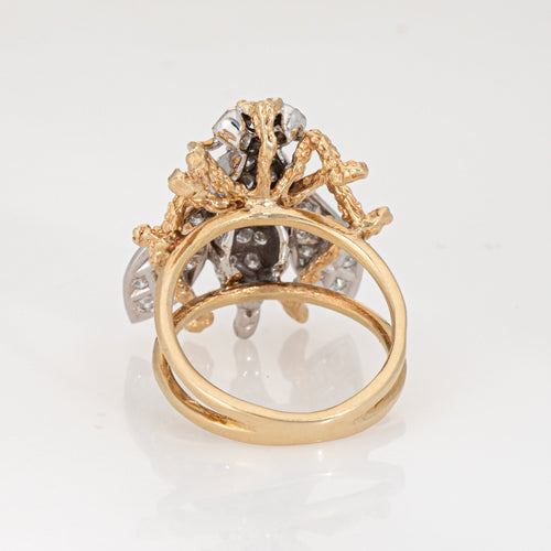 Bague 52 Bague abeille vintage - Or jaune et blanc 14 ct et diamants 58 Facettes G13913
