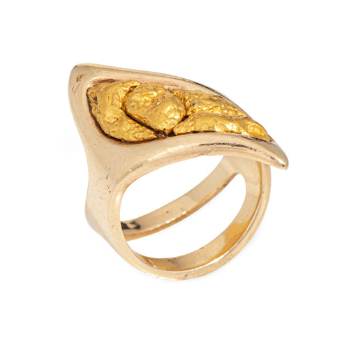 Bague 57 Bague nugget - Or jaune 14 carats avec pépites d’or naturel 58 Facettes G13937