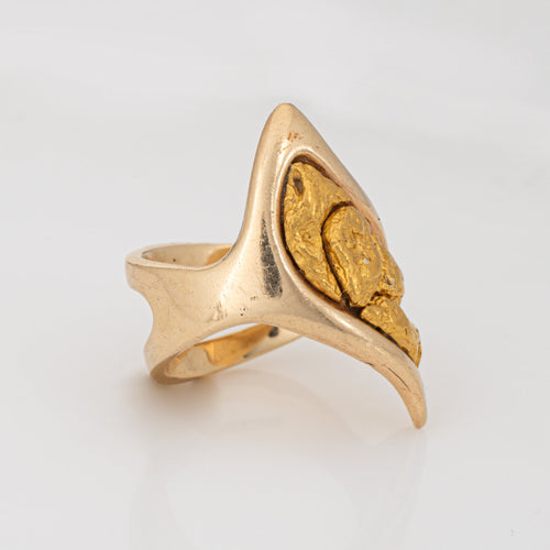 Bague 57 Bague nugget - Or jaune 14 carats avec pépites d’or naturel 58 Facettes G13937