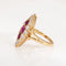 Bague 52 Bague navette victorienne antique en or jaune 18k, rubis de Birmanie et diamants 58 Facettes G13947