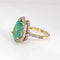 Bague 56 Bague cocktail vintage émeraude et diamants en or jaune 14 carats 58 Facettes G13927