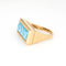 Bague 54 Bague cocktail damier turquoise et nacre en or jaune 18 carats 58 Facettes G13964