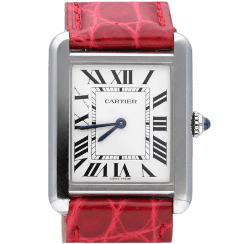 Montre Cartier Tank Solo - Montre quartz bracelet cuir rouge 58 Facettes MT47617