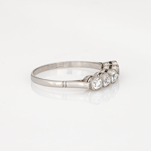 Bague 54 Style édouardien - Bague 5 diamants en platine 900 58 Facettes G13971