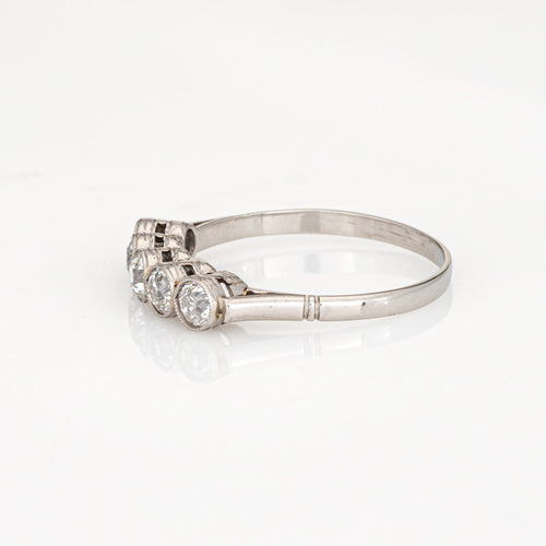Bague 54 Style édouardien - Bague 5 diamants en platine 900 58 Facettes G13971