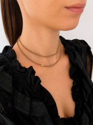 Collier maille jaseron triple en or jaune 14K 58 Facettes Collier 2