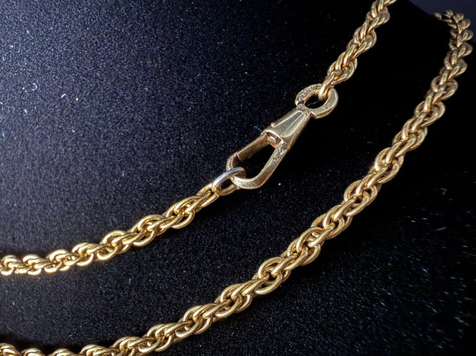 Collier maille jaseron triple en or jaune 14K 58 Facettes Collier 2