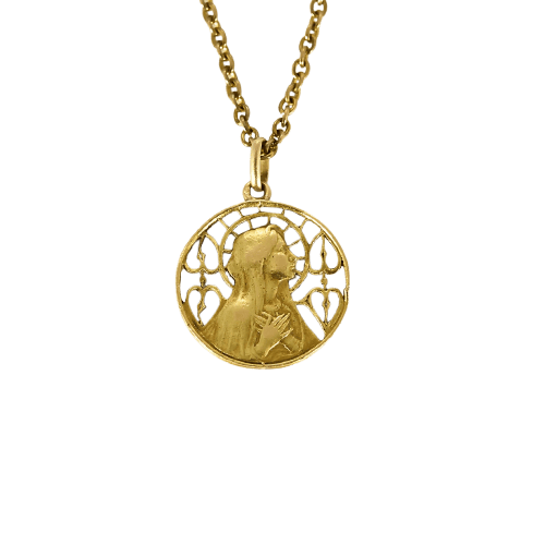 Collier Chaîne et pendentif Vierge en or jaune 18K 58 Facettes 58FC62