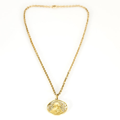 Chaîne et pendentif Vierge en or jaune 18K 58 Facettes 58FC62