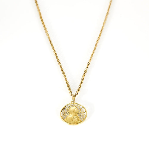 Chaîne et pendentif Vierge en or jaune 18K 58 Facettes 58FC62