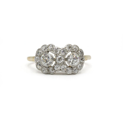 56 Art déco - Bague ancienne en or jaune, platine et diamants 58 Facettes 260190R