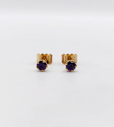 Puces d'oreilles vintage en or 18k et améthystes 58 Facettes A07634